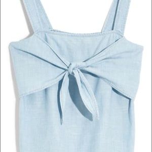 Madewell Chambray Tie Front Cami Top - blue